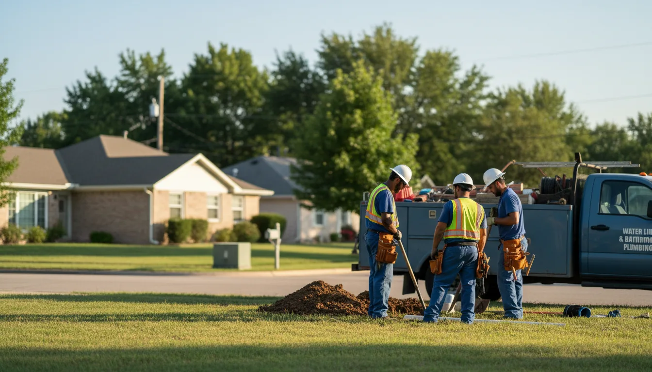 Residential water line and bathroom plumbing service in Luebbering, MO